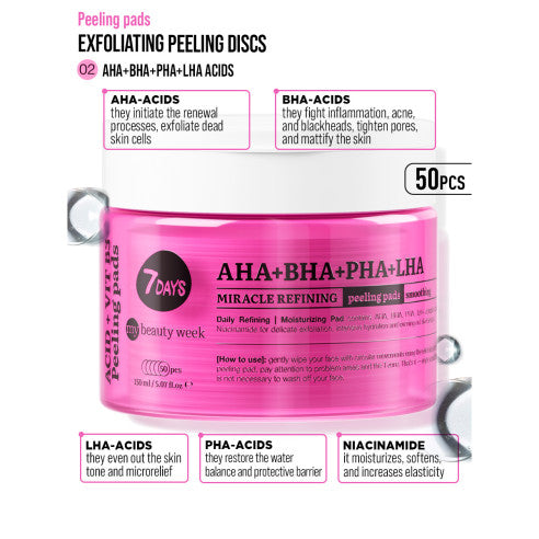 7DAYS Exfoliating Peeling Pads AHA+BHA-PHA+LHA